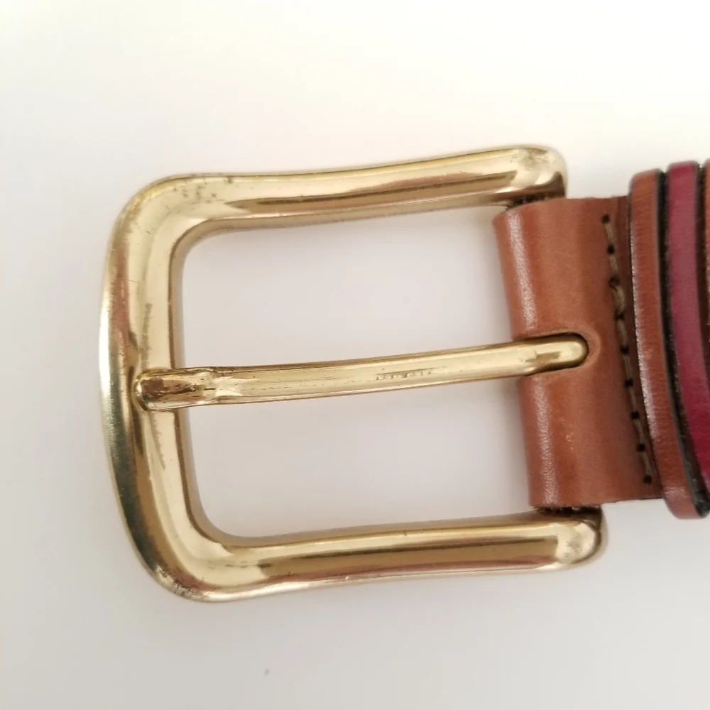 Lands End Braided Leather Belt Sz 26 (fits up to 28